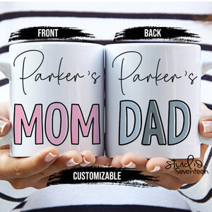 Mom and Dad Mug Set with Childs Name, Gift for Husband and Wife from Kids, Personalized Mug with Kids Names, New Parents Gift