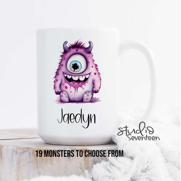 Personalized Halloween Coffee Mug With Cute Monster