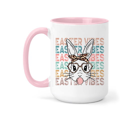 Easter Vibes Bunny Coffee Mug, Spring Decor Cup
