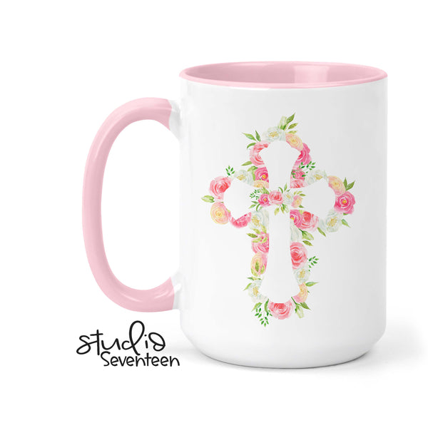 Floral Cross Easter Coffee Mug