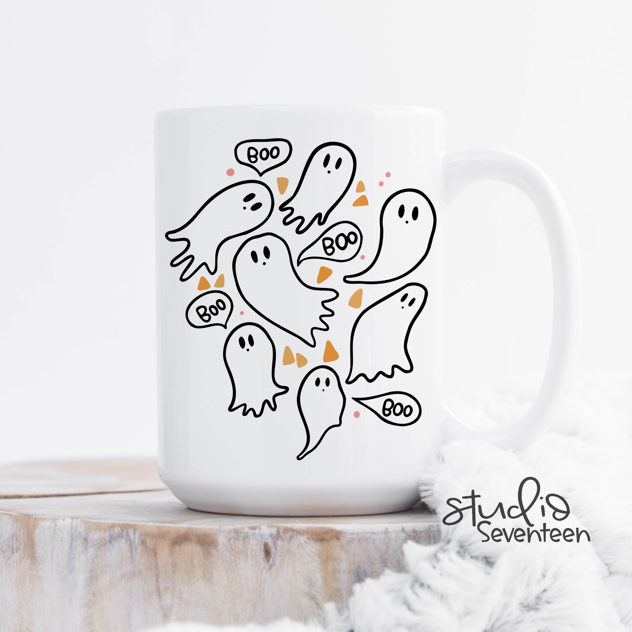 Ghost Clusters Coffee Mug, Spooky Halloween, Cute Ghost Boo Cup