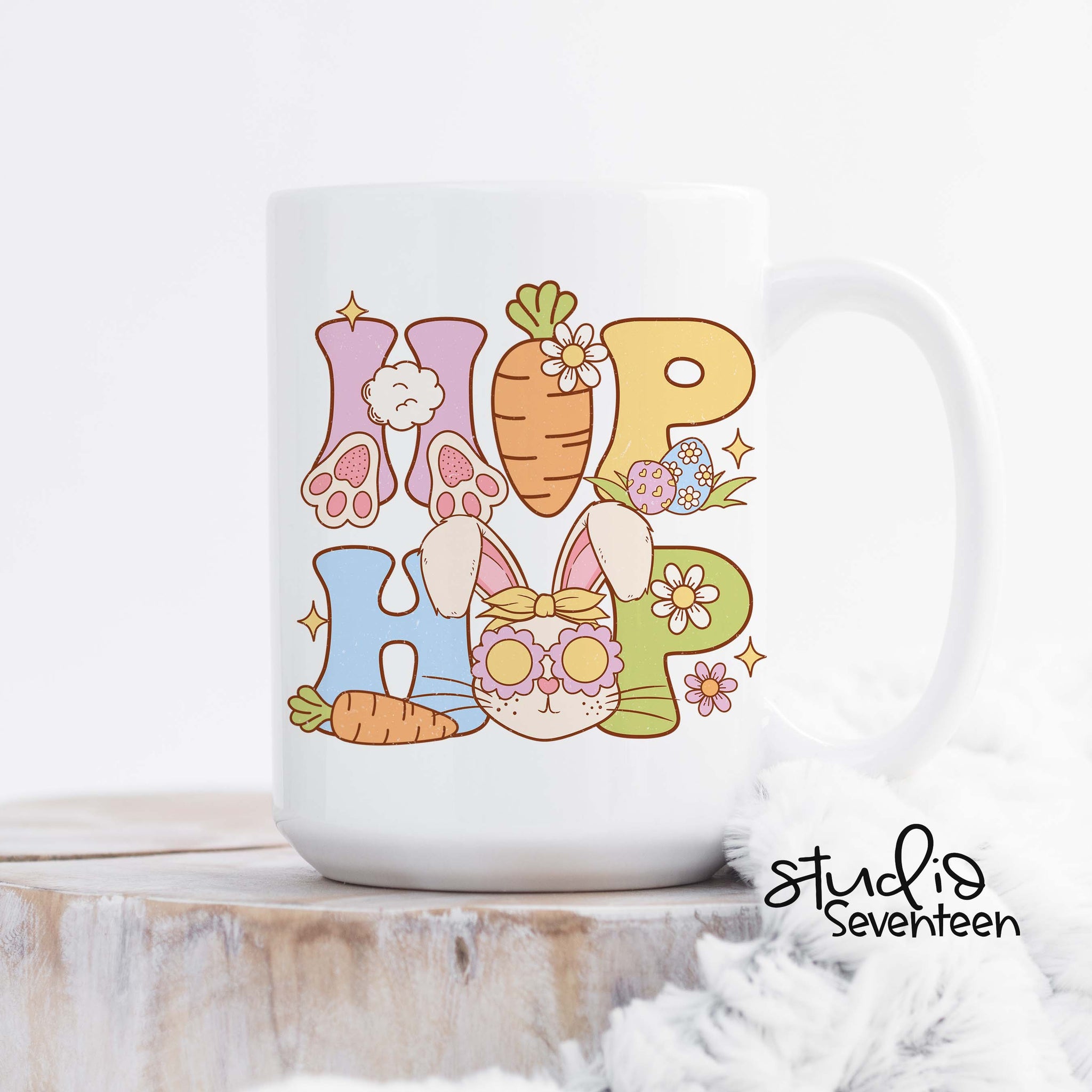 Hip Hop Coffee Mug With Cute Easter Design, Spring Decor Cup