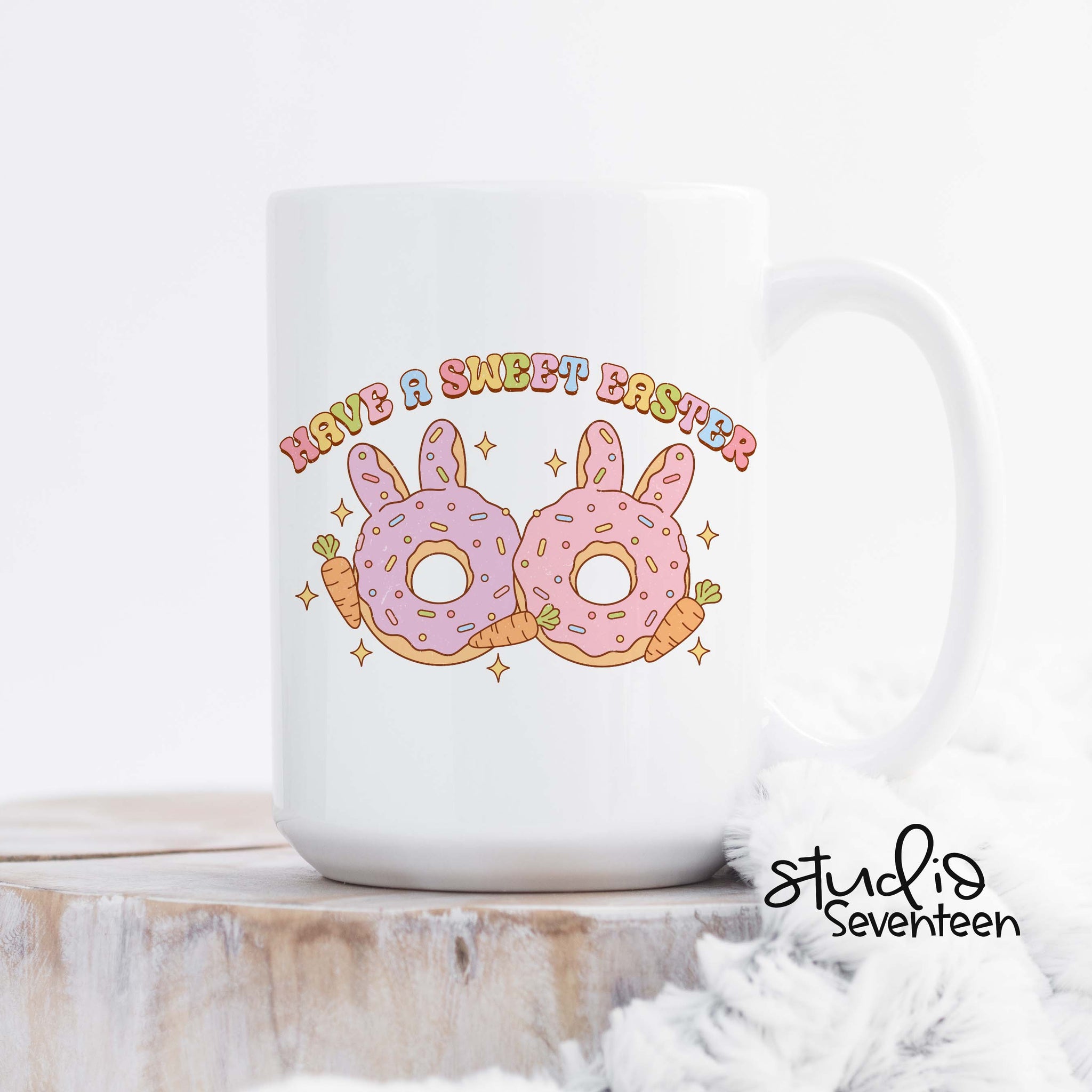 Have A Sweet Easter Coffee Mug, Bunny Ears Donuts, Spring Decor