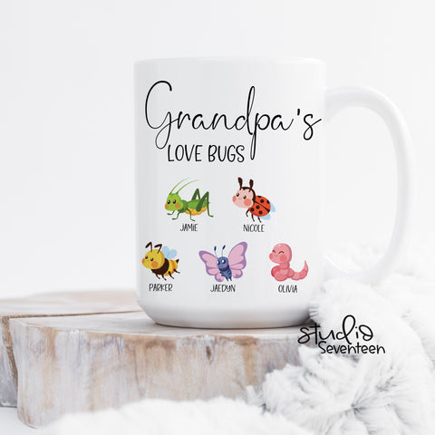 Personalized Grandpa's Love Bugs Mug