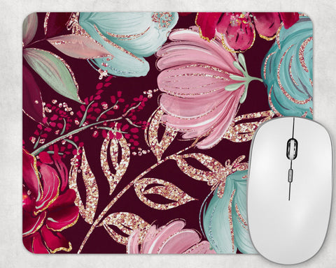 Floral Mouse Pad, Mouse Mat, Office Decor, Rectangle Mouse Pad, Office Supplies, Desk Accessories. New Job Gift