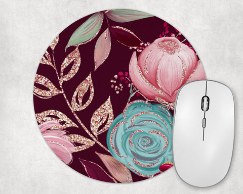 Floral Mouse Pad, New Job Gift, Office Decor, Round Mouse Pad, Office Supplies, Desk Accessories. Co-Worker Gift