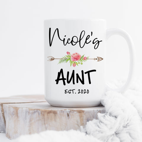 Aunt Mug, New Aunt Gift, Custom Mug, Aunt Coffee Cup, Aunt Coffee Mug, Birthday Gift