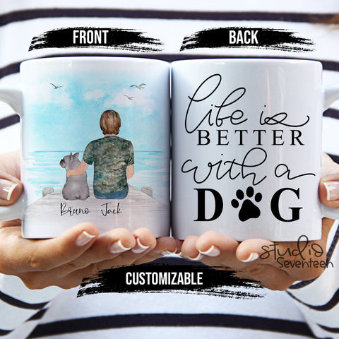 Personalized Dog  Coffee Mug, Custom Dog Mug, Gift for Dog Owner, Pet Portrait, Pet Mug, Dog Dad, Dog Lover Gift, Life is Better With a Dog