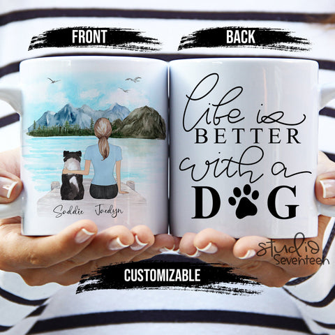 Personalized Dog  Coffee Mug, Custom Dog Mug, Gift for Dog Owner, Pet Portrait, Pet Mug, Dog Mom, Dog Lover Gift, Life is Better With a Dog