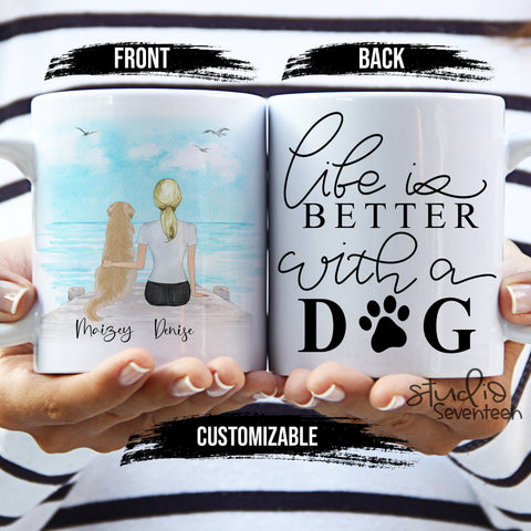 Personalized Dog  Coffee Mug, Custom Dog Mug, Gift for Dog Owner, Pet Portrait, Pet Mug, Dog Mom, Dog Lover Gift, Life is Better With a Dog