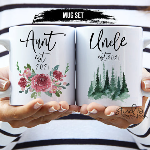 Aunt and Uncle Mug Set, Baby Announcement, Gift from Niece or Nephew, Gift for New Aunt and Uncle