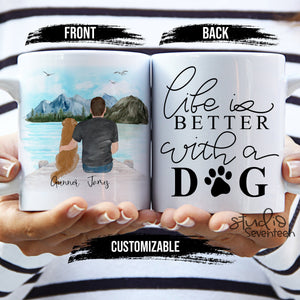 Personalized Dog  Coffee Mug, Custom Dog Mug, Gift for Dog Owner, Pet Portrait, Pet Mug, Dog Dad, Dog Lover Gift, Life is Better With a Dog