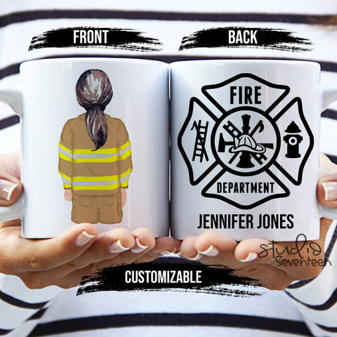 Firefighter Mug, Personalized Fireman Gift, Firefighter Appreciation Gift, Thank You Gift for Fireman, Custom Fireman Gift, Female Fireman