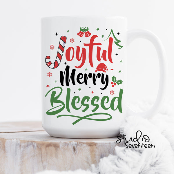Retro Joyful Merry Blessed Coffee Mug