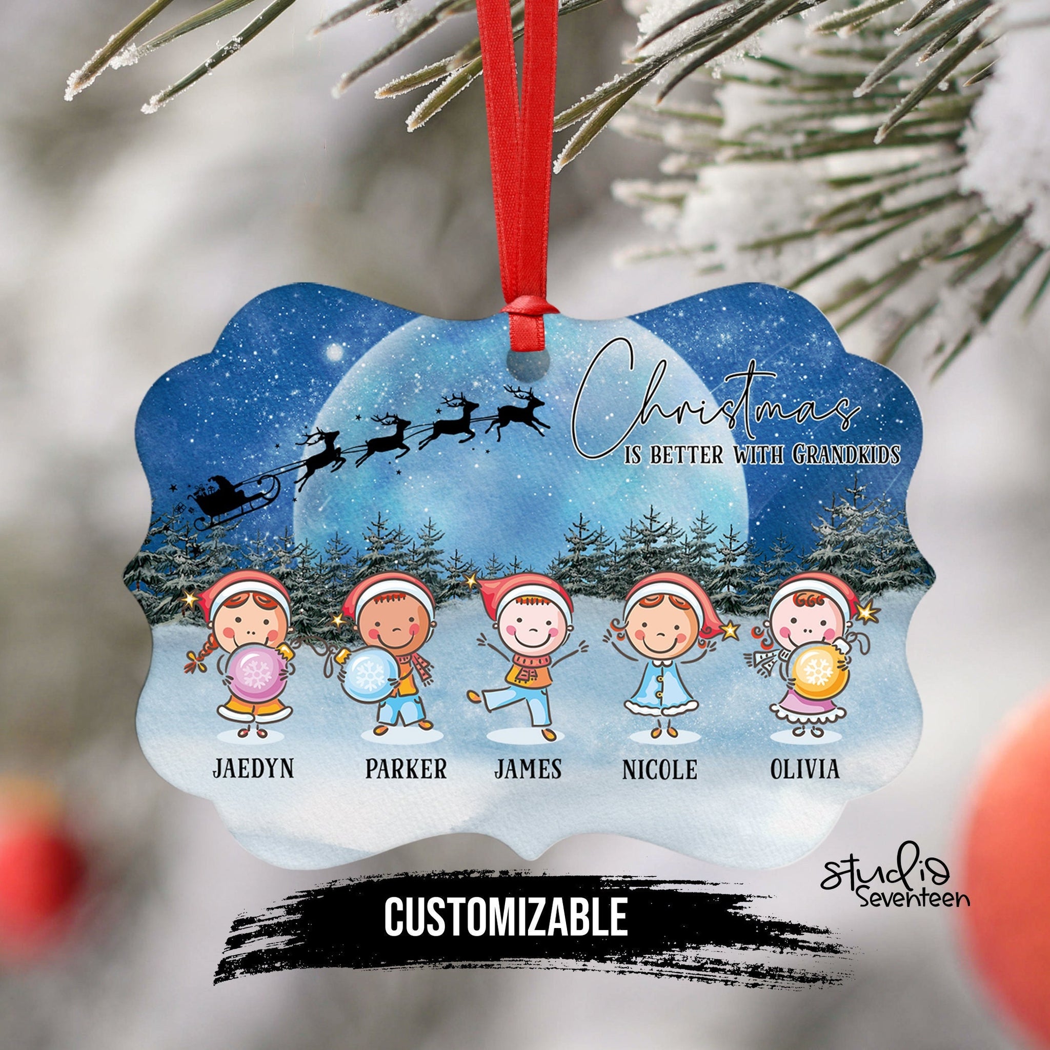 Custom Grandkids Christmas Tree Ornament