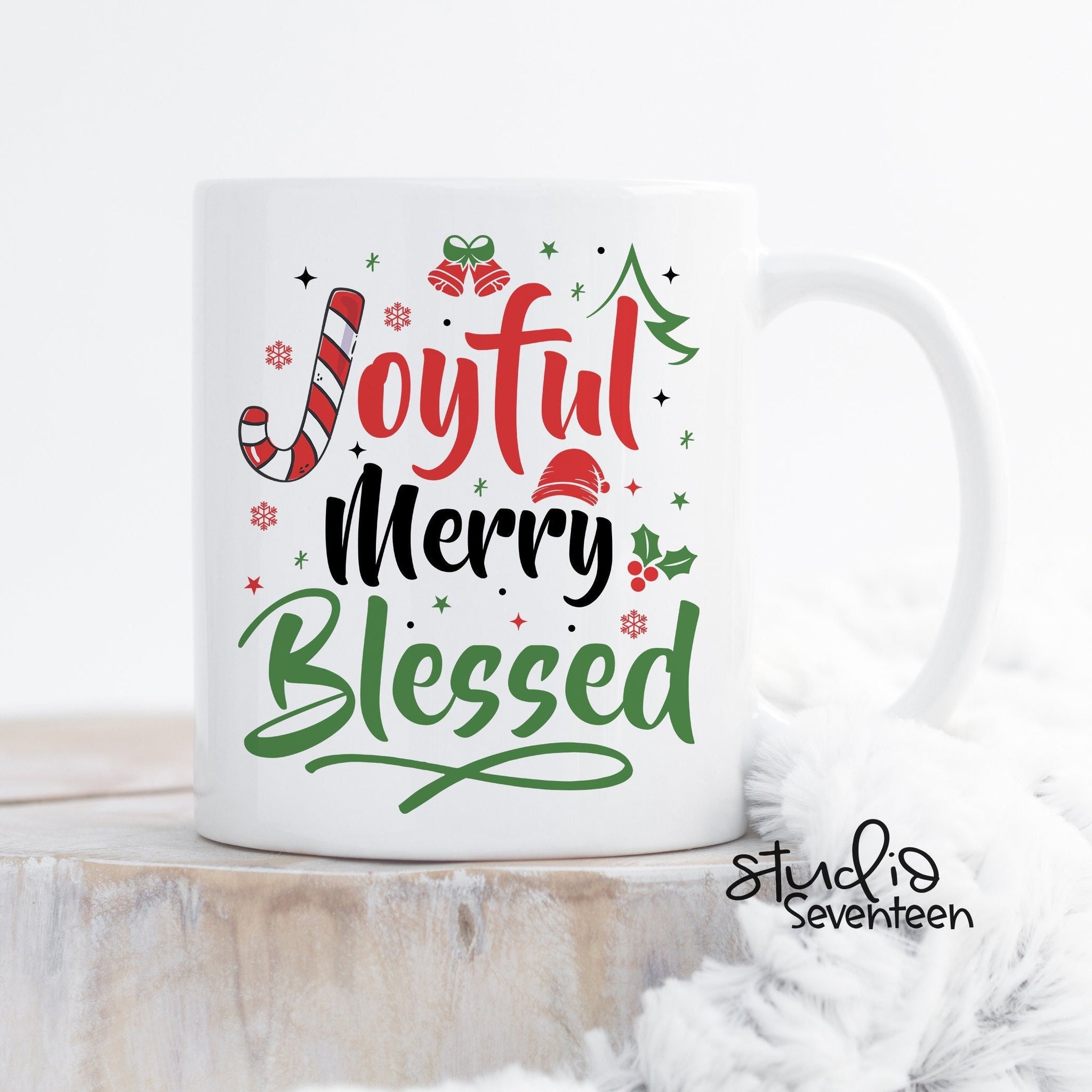 Retro Joyful Merry Blessed Coffee Mug