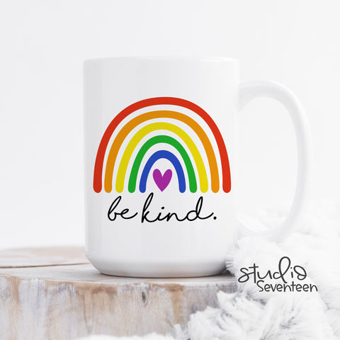 Be Kind Rainbow Coffee Mug for Pride Month