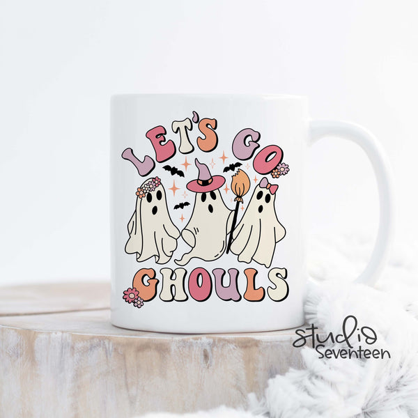 Retro Let's Go Ghouls Halloween Coffee Mug