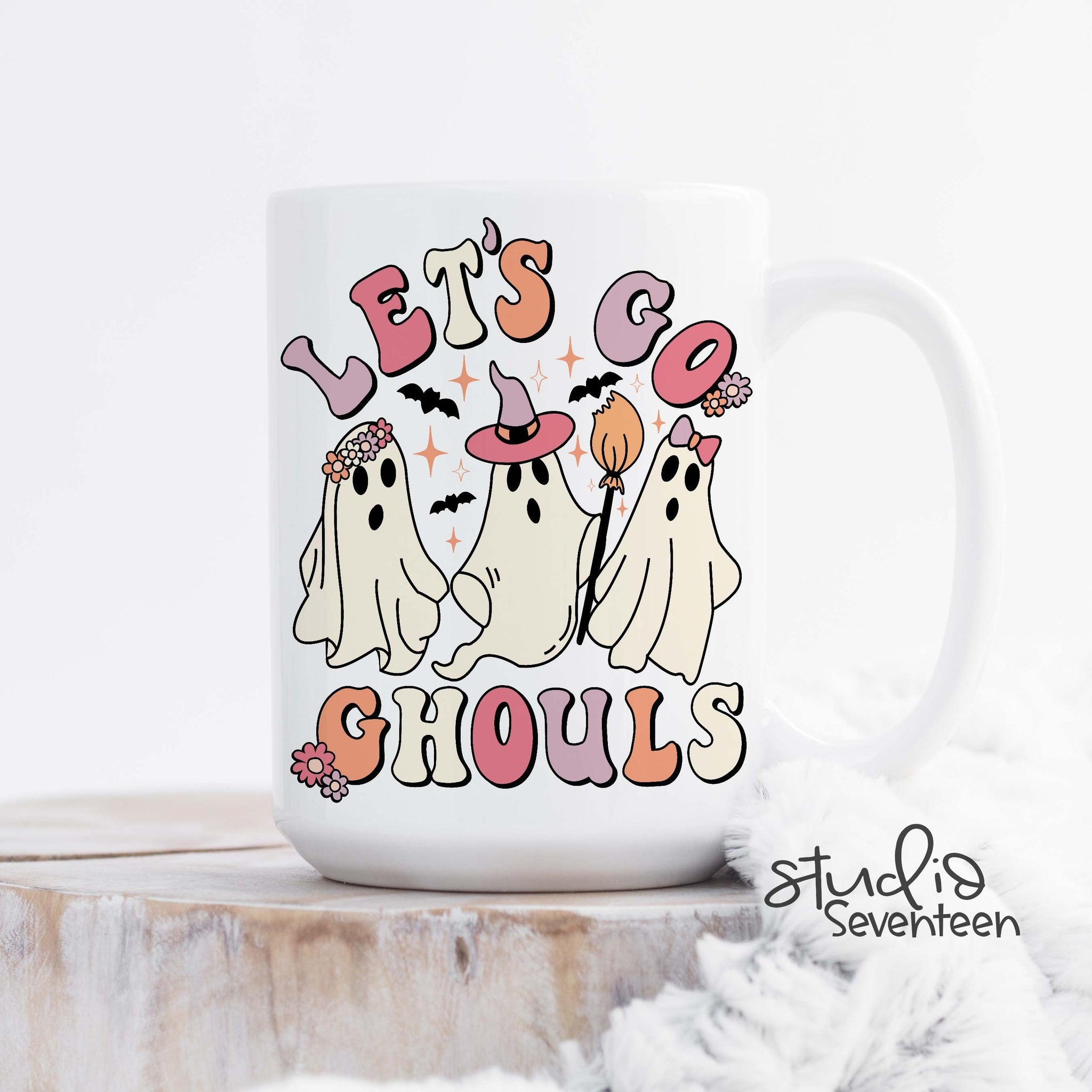 Retro Let's Go Ghouls Halloween Coffee Mug